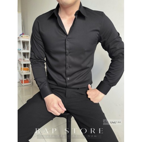 Áo sơ mi nam dài tay đen công sở đi làm đi tiệc chất không nhăn form fit dáng chất vải nhẹ mát thoáng mát mẫu mới 2026